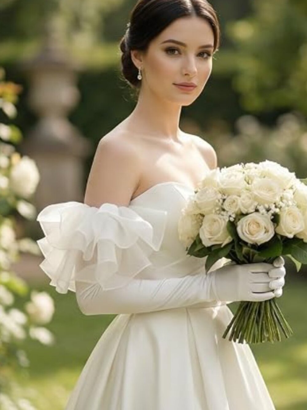 Long Puffy Oversize Ruffled Cuff Velvet Gloves